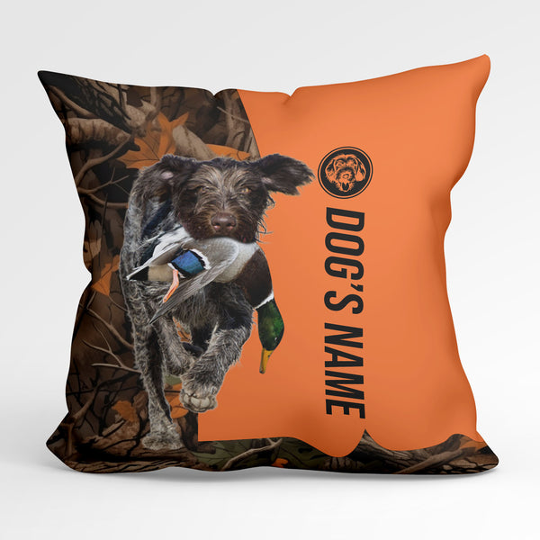 Deutsch Drahthaar Duck/Pheasant Hunting Custom Dog's Name Pillow, Hunting dog Pillows FSD4394