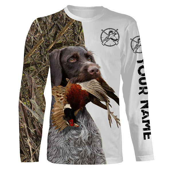 Pheasant Hunting With Dog Deutsch Drahthaar Customize Name All Over Printed Shirts - Personalized Hunting Gifts FSD2165