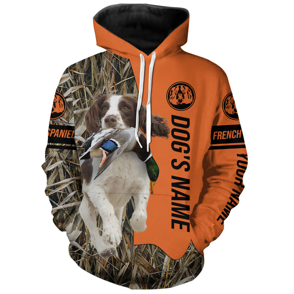 French Spaniel Duck Pheasant Bird Hunting Dog Customized Name all over printed Shirts FSD4263