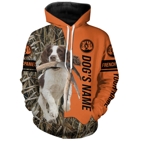 French Spaniel Duck Pheasant Bird Hunting Dog Customized Name all over printed Shirts FSD4263