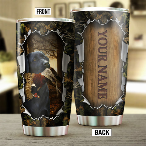 Black Labrador Retriever Bird Hunting Dog Custom Name Stainless steel Tumbler Cup FSD4457