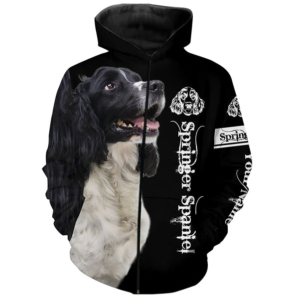 Black and white English Springer Spaniel 3D All Over Printed Shirts, Dog Gifts for Dog Lovers FSD4223