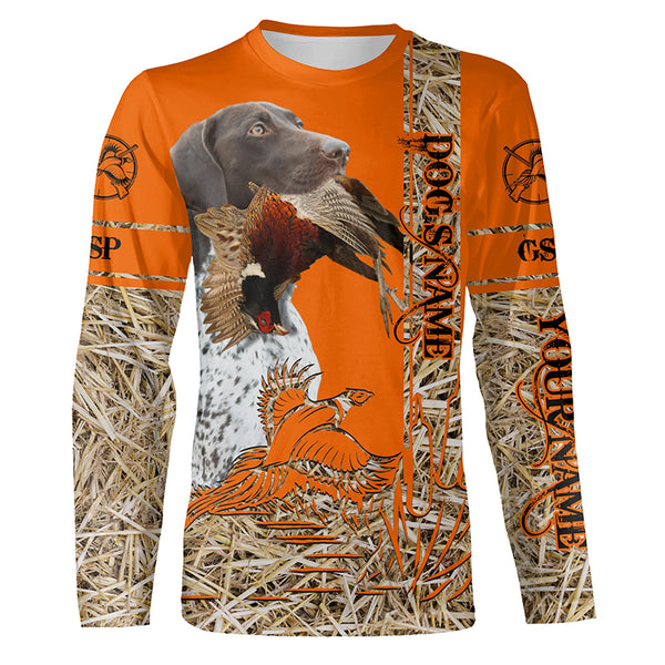 German Shorthaired Pointer Dog Pheasant Hunting Blaze Orange Hunting Shirts, Pheasant Hunting Clothing FSD4162