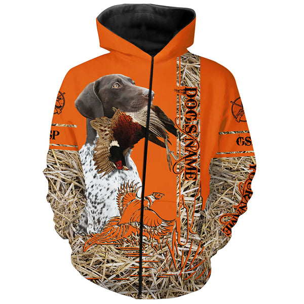 German Shorthaired Pointer Dog Pheasant Hunting Blaze Orange Hunting Shirts, Pheasant Hunting Clothing FSD4162