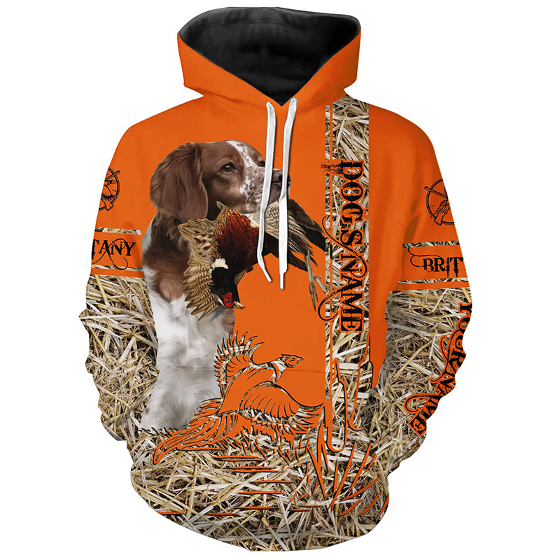 Brittany Dog Pheasant Hunting Blaze Orange Hunting Shirts, Pheasant Hunting Clothing FSD4166