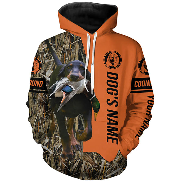 Black and Tan Coonhound Hunting Dog Custom Name All over print Shirts for Hunters, Hunting Gifts FSD4557