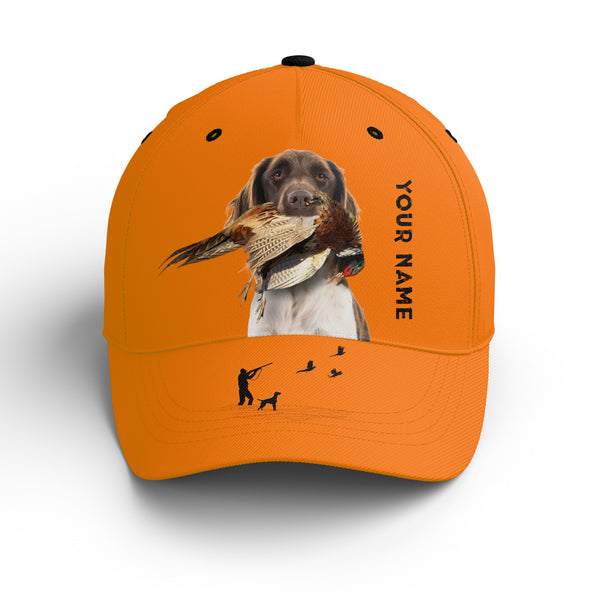 Hunting Dogs Pheasant Hunting Blaze Orange Custom Name Hat for Men, Choose hunting dog breeds FSD3967