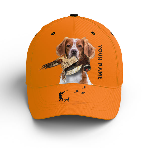 Hunting Dogs Pheasant Hunting Blaze Orange Custom Name Hat for Men, Choose hunting dog breeds FSD3967