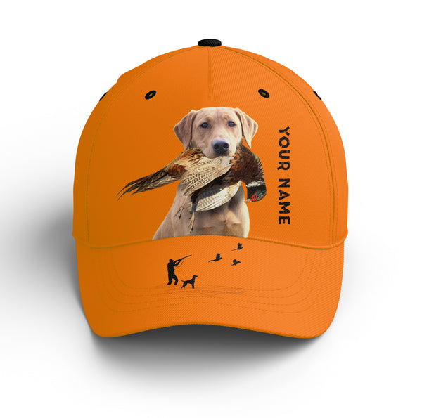 Hunting Dogs Pheasant Hunting Blaze Orange Custom Name Hat for Men, Choose hunting dog breeds FSD3967