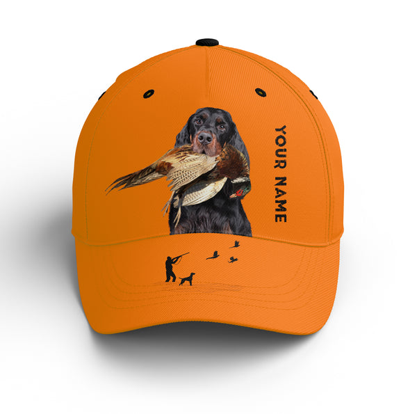 Hunting Dogs Pheasant Hunting Blaze Orange Custom Name Hat for Men, Choose hunting dog breeds FSD3967