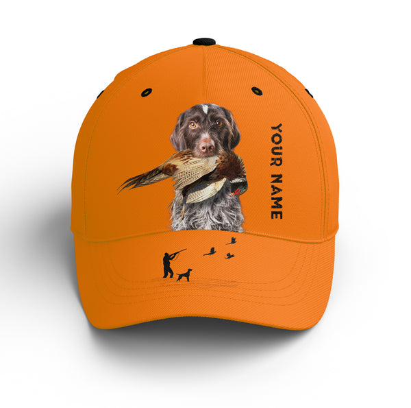 Hunting Dogs Pheasant Hunting Blaze Orange Custom Name Hat for Men, Choose hunting dog breeds FSD3967