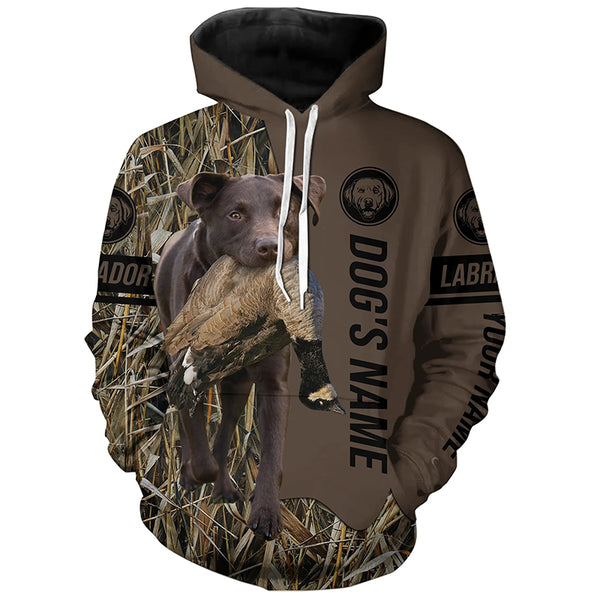 Chocolate Labrador Retriever Hunting dog customized Name Shirt, camo and brown color FSD4671