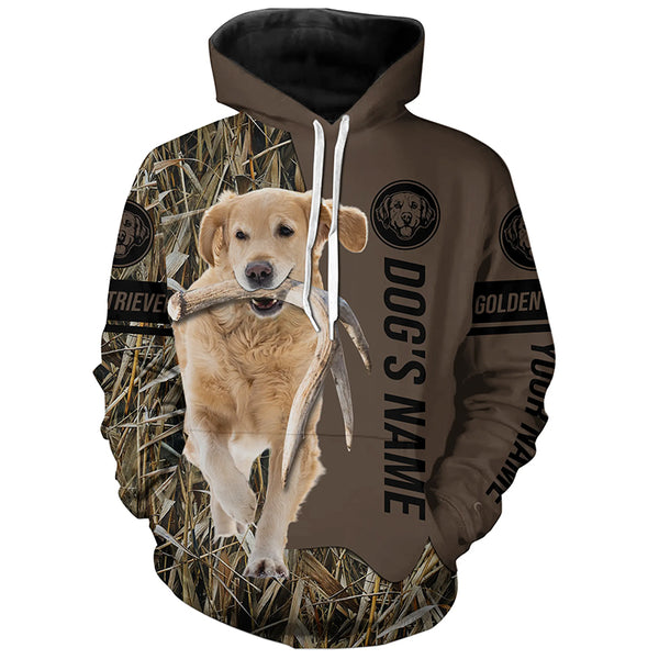 Golden Retriever Hunting dog customized Name Shirt, camo and brown color FSD4672