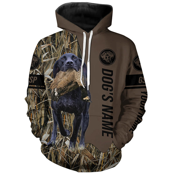 Black GSP Hunting dog customized Name Shirt, camo and brown color FSD4674