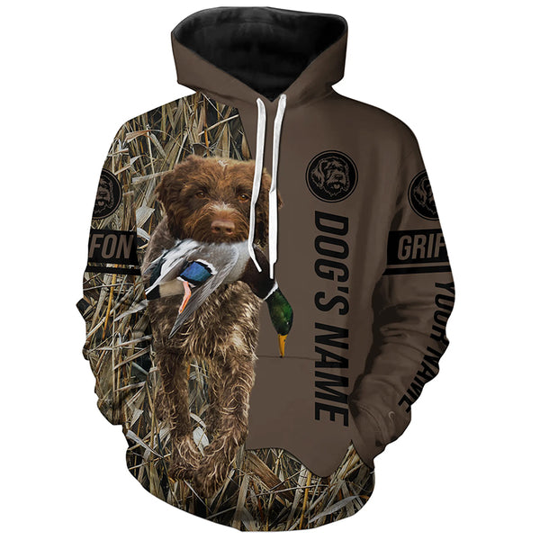 Wirehaired pointing griffon Hunting dog customized Name Shirt, camo and brown color FSD4681