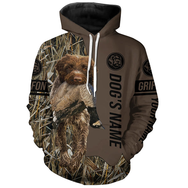 Wirehaired pointing griffon Hunting dog customized Name Shirt, camo and brown color FSD4681