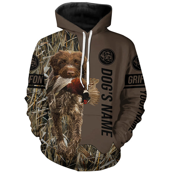 Wirehaired pointing griffon Hunting dog customized Name Shirt, camo and brown color FSD4681