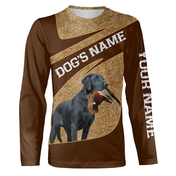 Black Labrador Retriever Pheasant Hunting Dog Custom Name Shirts, Pheasant Hunting Clothes FSD4513