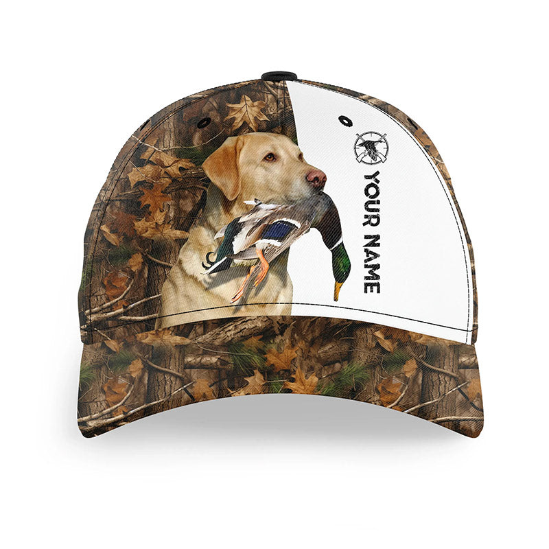 Duck hunting with Yellow Labrador Retriever 3D camo Custom Name hunting hat Adjustable Unisex hunting Baseball hat FSD2632