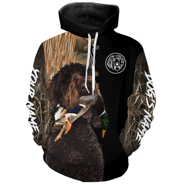 Chocolate Labradoodle Hunting Dog Custom Name Hoodie Shirt for Hunter FSD4763