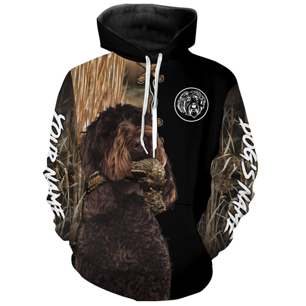 Chocolate Labradoodle Hunting Dog Custom Name Hoodie Shirt for Hunter FSD4763