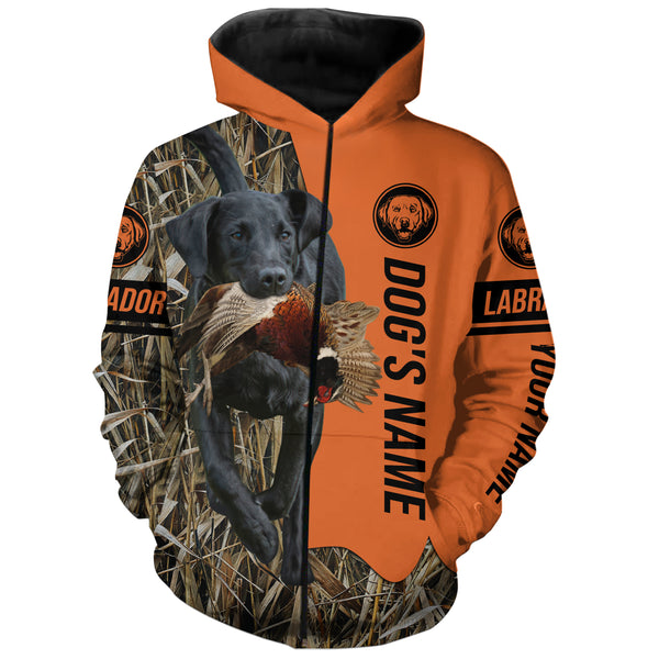 Black Labrador Retriever Hunting Dog Customized Name Zip Up Hoodie Shirt FSD4074