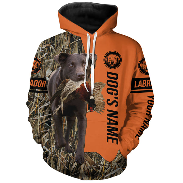 Chocolate Labrador Retriever Hunting Dog Customized Name Shirts for Hunters FSD4076