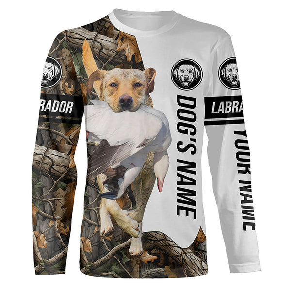 Snow Goose Hunting Dog Yellow Labs customize name Camo Full Printing Shirts, Best Hunting Gifts FSD3447