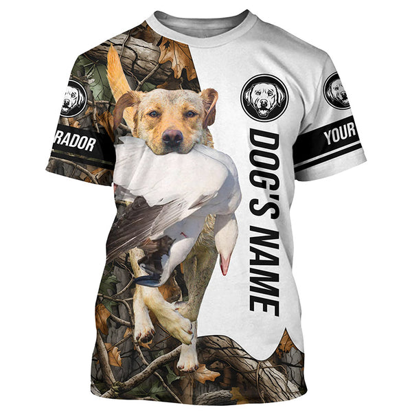 Snow Goose Hunting Dog Yellow Labs customize name Camo Full Printing Shirts, Best Hunting Gifts FSD3447