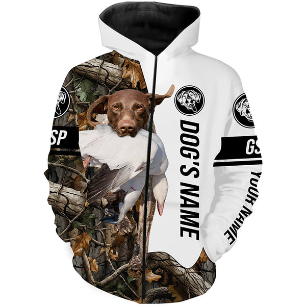 Snow Goose Hunting Dog GSP customize name Camo Full Printing Shirts, Best Hunting Gifts FSD3449