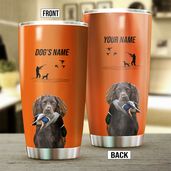 Boykin Spaniel Hunting Dog Custom names Orange Stainless Steel Tumbler Cup FSD4425