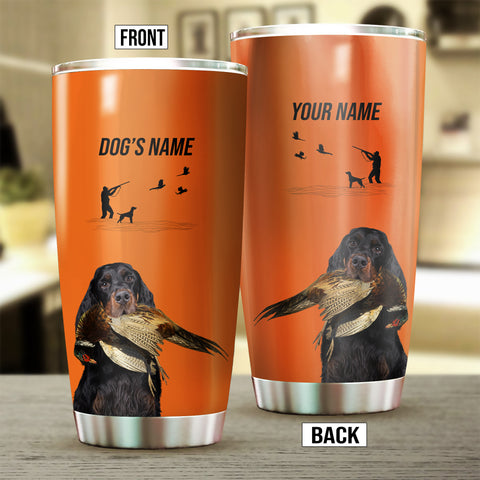 Gordon Setter Hunting Dog Custom names Orange Stainless Steel Tumbler Cup FSD4432