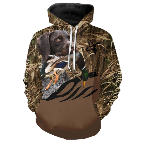 Duck Hunting Waterfowl camo Custom Name Shirts with many Hunting Dogs to Choose FSD4760