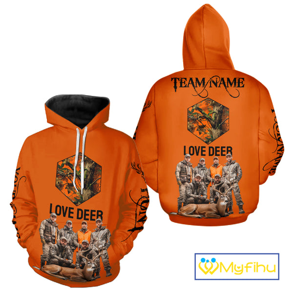 Deer Hunting Orange Hoodie, Long Sleeve Shirt Custom Name, Team Name Gift For Hunter NHT05