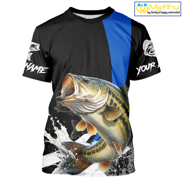 Personalized Bass Fishing Jersey, Bass Fishing T-Shirts Fishing Apparel For Men NHT872