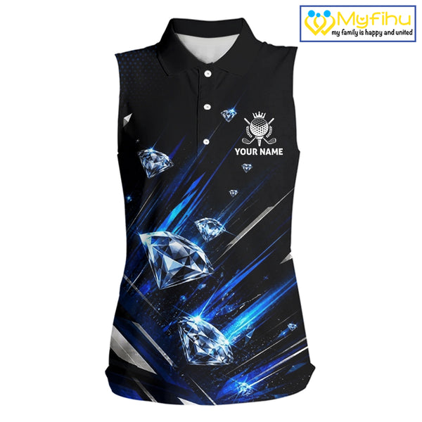 Funny Sleeveless Womens Diamond Golf Polo Shirt –  Performance Golf Shirt,  Golf Top NHT878