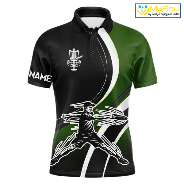 Green Mens Disc Golf Polo Shirt Customized Disc Golf Shirts For Men Disc Golfing Gifts NHT895