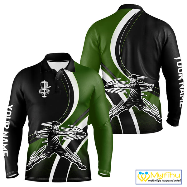 Green Mens Disc Golf Polo Shirt Customized Disc Golf Shirts For Men Disc Golfing Gifts NHT895