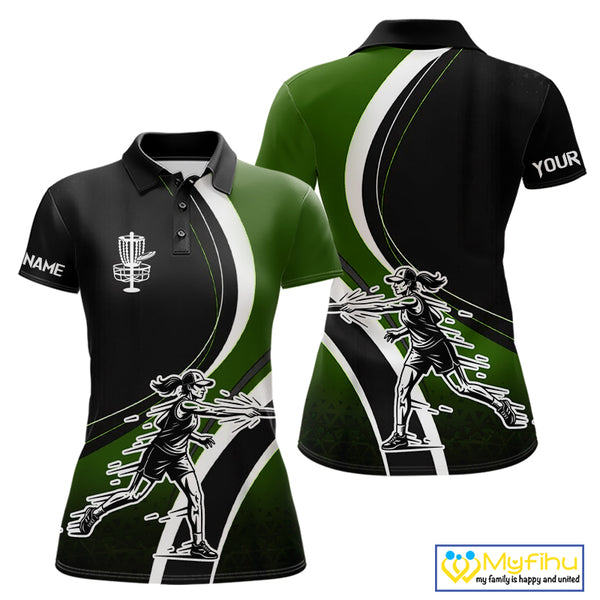 Green Womens Disc Golf Polo Shirt Customized Disc Golf Shirts For Women Disc Golfing Gifts NHT895