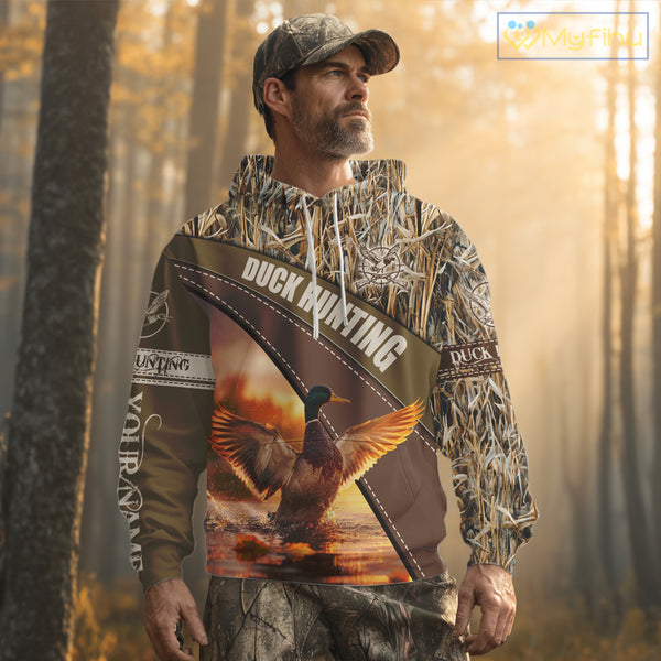 Mallard Duck Hunting Shirt Camo Custom Name Hunting Clothes For Hunters Best Gift NHT114