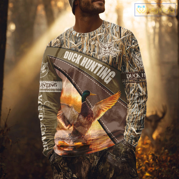 Mallard Duck Hunting Shirt Camo Custom Name Hunting Clothes For Hunters Best Gift NHT114