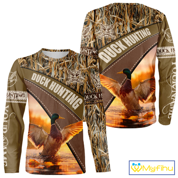 Mallard Duck Hunting Shirt Camo Custom Name Hunting Clothes For Hunters Best Gift NHT114