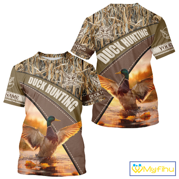 Mallard Duck Hunting Shirt Camo Custom Name Hunting Clothes For Hunters Best Gift NHT114