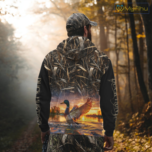 Mallard Duck Hunting Shirt Waterfowl Camo Custom Name Shirts, Pesonalized Hunting Clothes NHT116