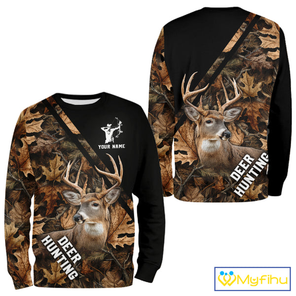 Deer Hunting Camo Custom Name 3D All Over Print Hoodie Basic Brown, Deer Hunting Season NHT352