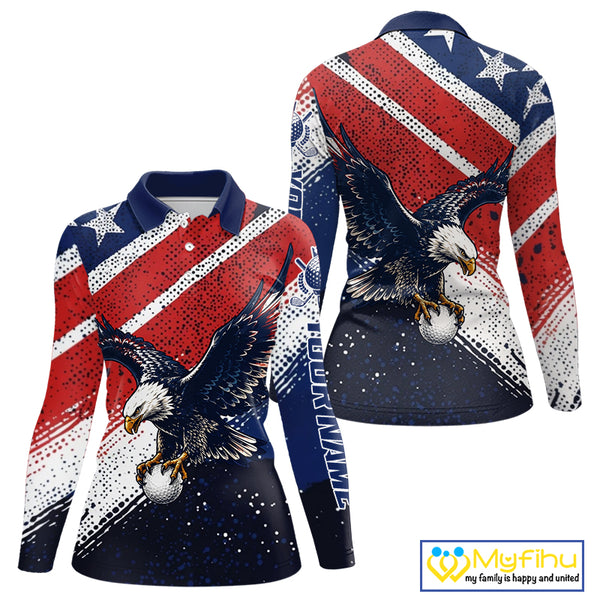 Womens Golf Polo Shirt Custom American Eagle Golf Shirts Personalized Golf Clubs Team Golf Top NHT902