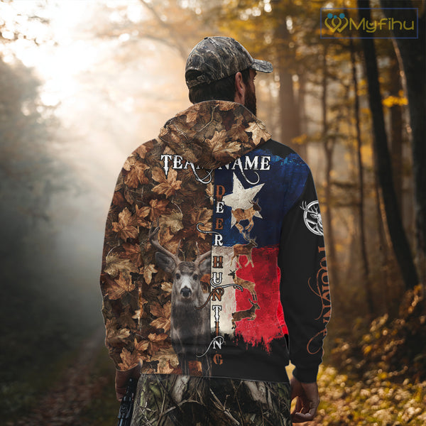 Personalized Deer Hunting Shirt with Texas Flag & Camo For Deer Hunters NHT28