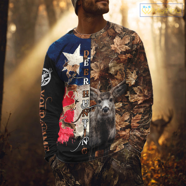 Personalized Deer Hunting Shirt with Texas Flag & Camo For Deer Hunters NHT28