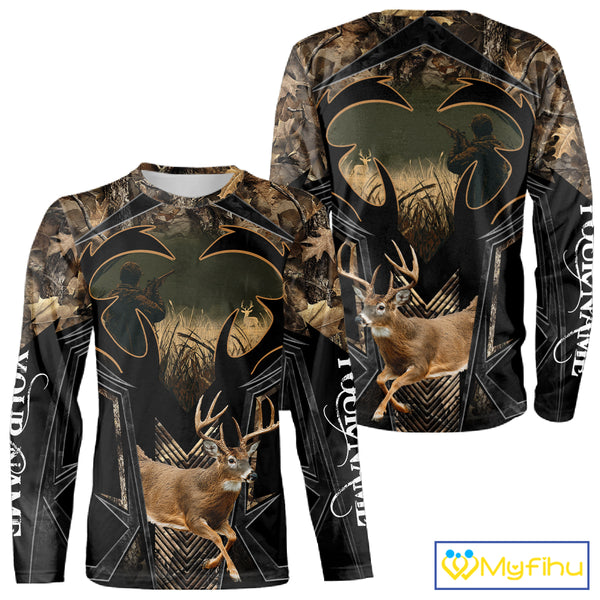 Deer Hunting Shirt 3D All-Over Print Deer with Camo Forest, Gift for Deer Hunters Men NHT360