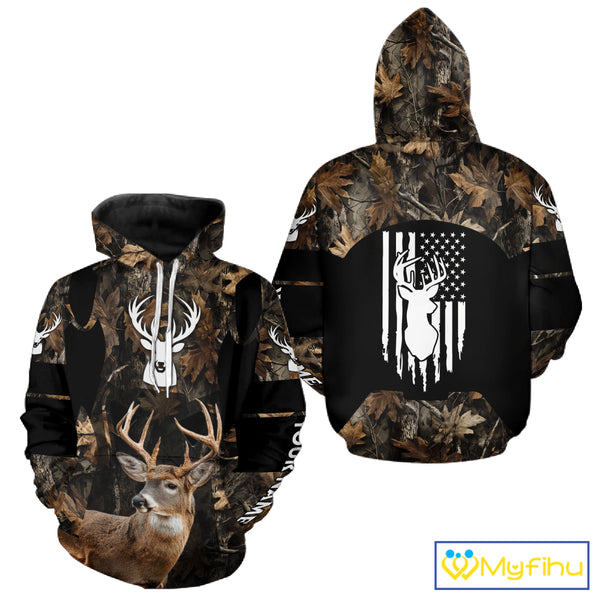 Deer Hunting With Full All Over 3D For Deer Hunters, Personalized US Flag Camouflage NHT362